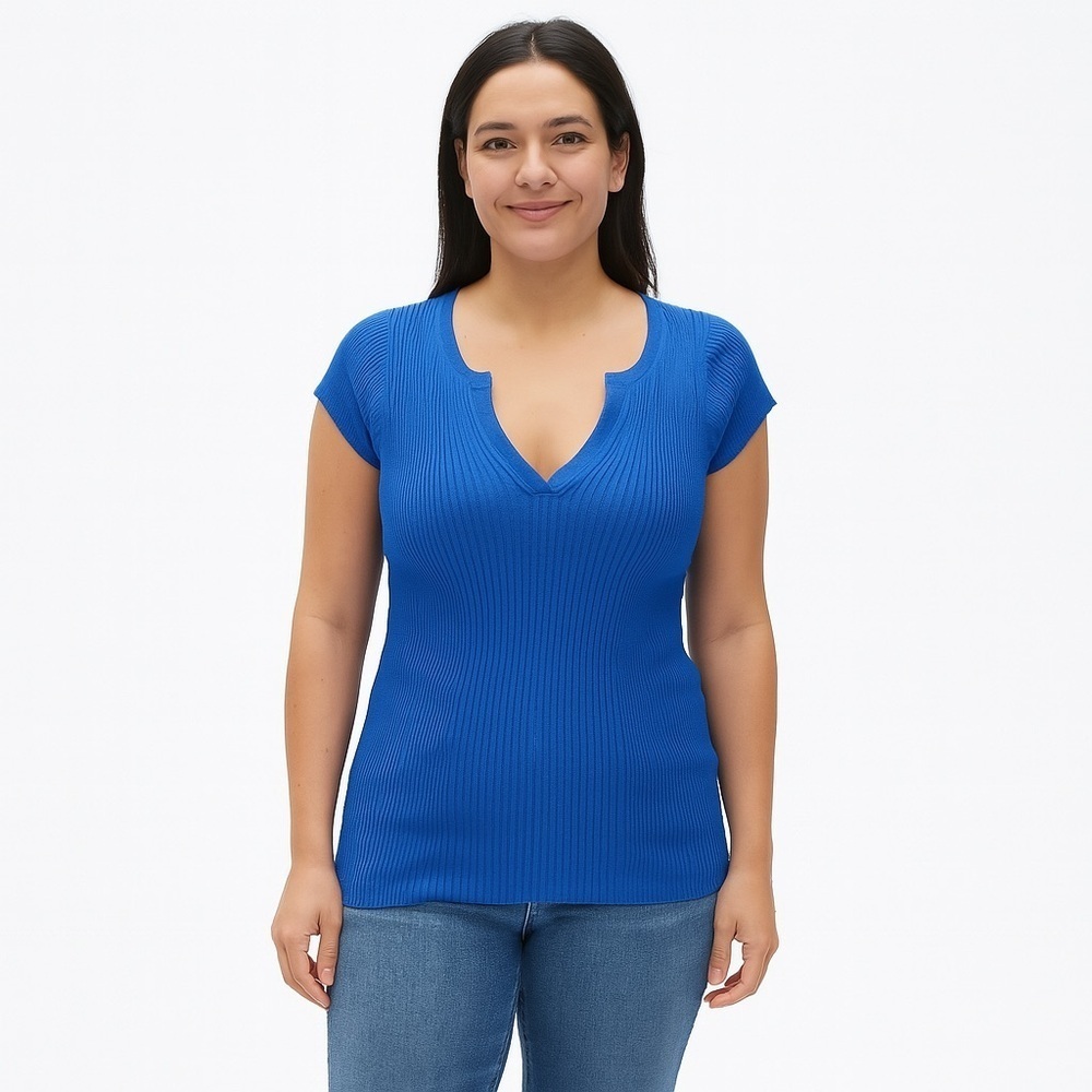 GAP Ribbed V-Neck Knit Top, Size XS